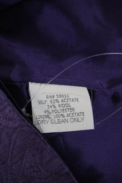David Meister Women Purple Sheath Dress Boat Neck Sleeveless Zip Acetate Size 4