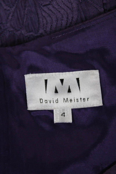 David Meister Women Purple Sheath Dress Boat Neck Sleeveless Zip Acetate Size 4