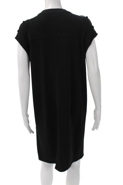 Robert Rodriguez Black Label Women Shift Dress Black Knee Length V-Neck Size L