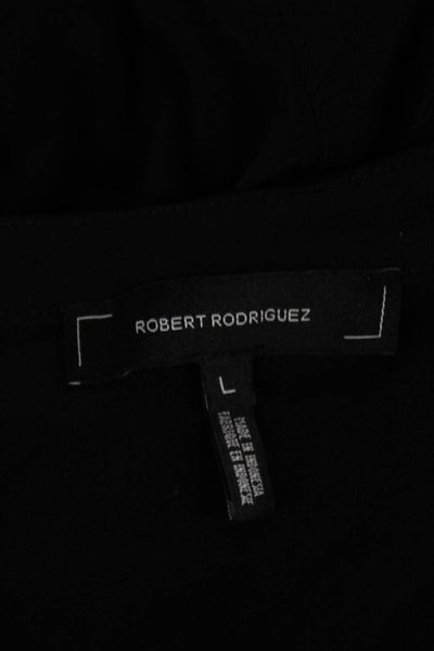 Robert Rodriguez Black Label Women Shift Dress Black Knee Length V-Neck Size L
