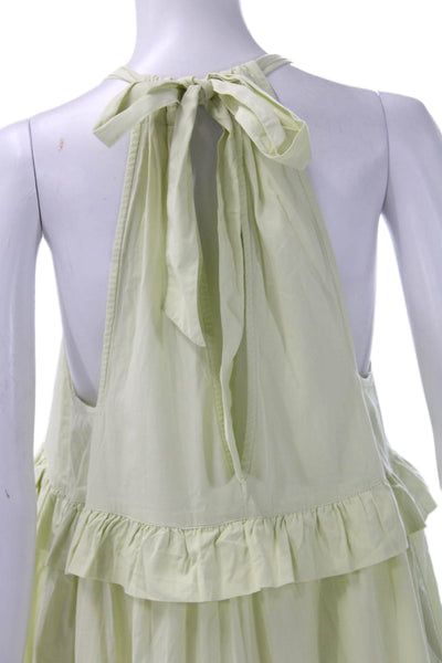 Free People Womens Green Halter Maxi Dress 100% Cotton Tie Size XS
