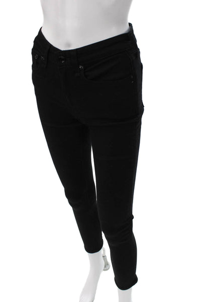 Rag & Bone Womens Skinny Black Jeans Mid Rise Cotton Size 24