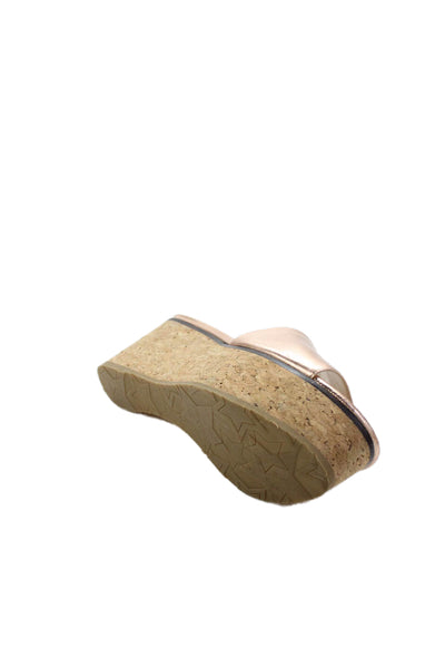 Jimmy Choo Women's Open Toe Cork Platform Wedge Heel Rose Gold Size 41