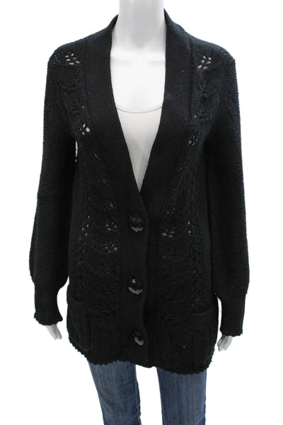 Cynthia Cynthia Steffe Womens Cardigan Black Lambswool VNeck Long Sleeve Size S