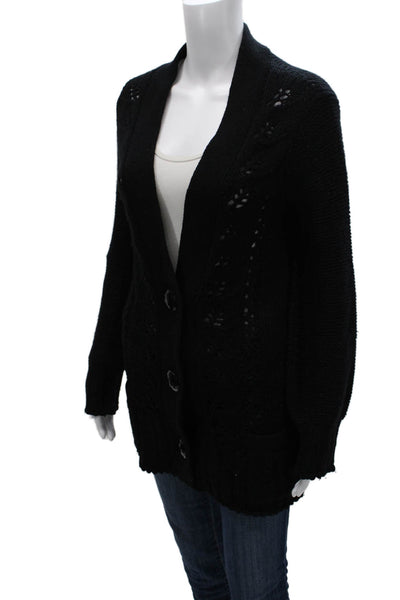 Cynthia Cynthia Steffe Womens Cardigan Black Lambswool VNeck Long Sleeve Size S