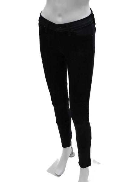 Rag & Bone Womens Skinny Jeans Blue Low Rise Cotton Blend Button Fly Size 26