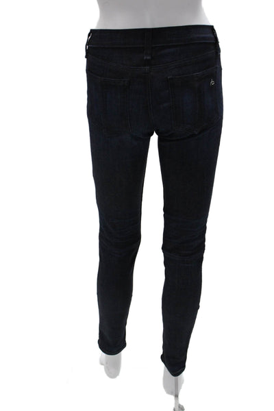 Rag & Bone Womens Skinny Jeans Blue Low Rise Cotton Blend Button Fly Size 26