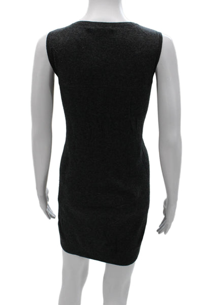 Nanette Lepore Women Sweater Dress Gray Floral Square Neck Sleeveless Size XS