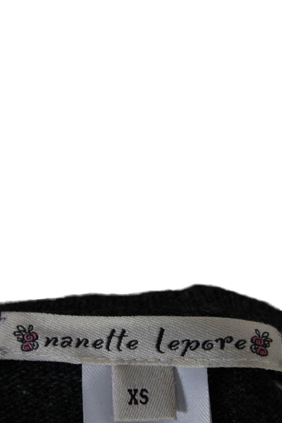 Nanette Lepore Women Sweater Dress Gray Floral Square Neck Sleeveless Size XS