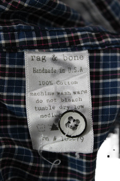 Rag & Bone Mens Plaid Button Down Shirt Blue Red Cotton Size 8