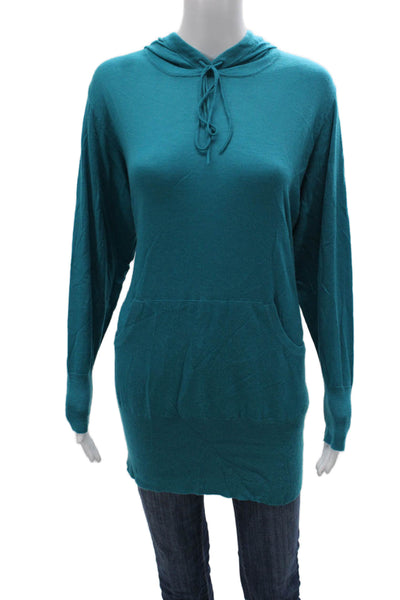 Kokun Women Tunic Sweater V-Neck Cashmere Blue Long Sleeve Size S