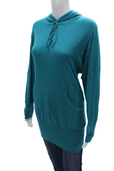 Kokun Women Tunic Sweater V-Neck Cashmere Blue Long Sleeve Size S