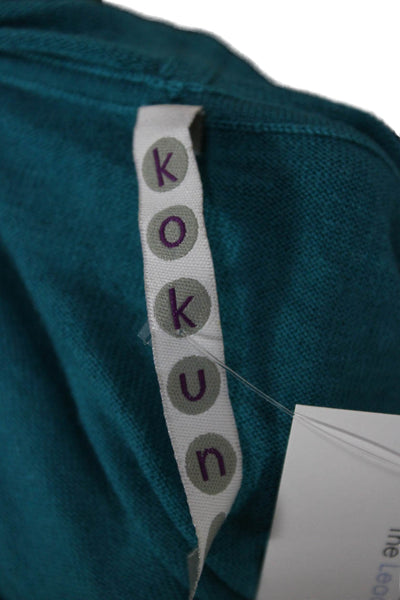 Kokun Women Tunic Sweater V-Neck Cashmere Blue Long Sleeve Size S