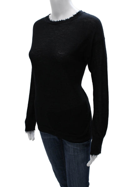 Helmut Lang Women Black Crew Neck Pullover Sweater Long Sleeve Size S