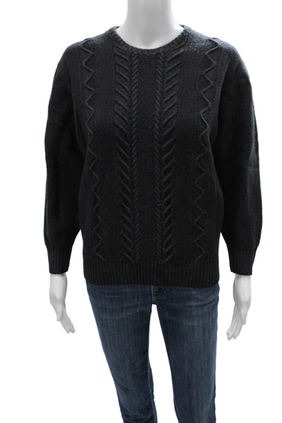 Ferrante Unisex Adults Wool Pullover Sweater Gray Crew Neck Long Sleeve Size M