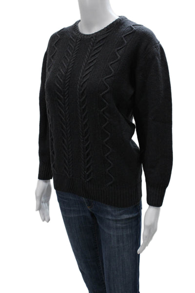 Ferrante Unisex Adults Wool Pullover Sweater Gray Crew Neck Long Sleeve Size M