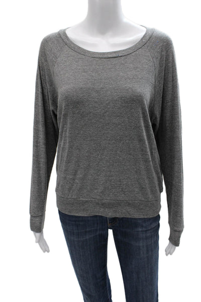 Thread Social Women Gray Basic Long Sleeve Round Neck Polyester T-Shirt Size S