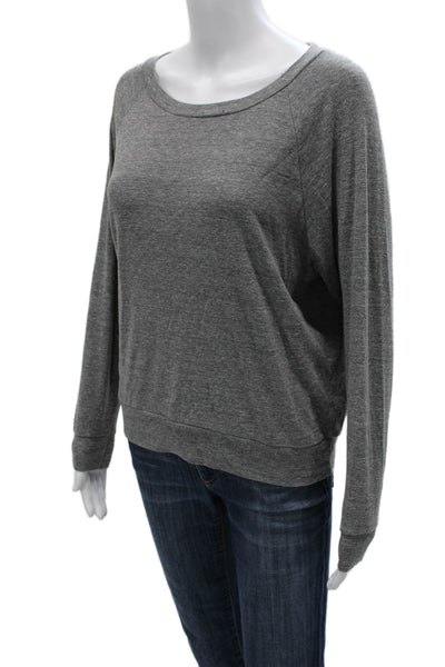 Thread Social Women Gray Basic Long Sleeve Round Neck Polyester T-Shirt Size S