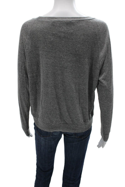 Thread Social Women Gray Basic Long Sleeve Round Neck Polyester T-Shirt Size S