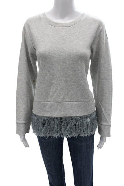 J Crew Women Pullover Sweatshirt Gray Cotton Blend Crew Neck Long Sleeve Size M