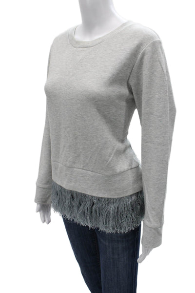 J Crew Women Pullover Sweatshirt Gray Cotton Blend Crew Neck Long Sleeve Size M