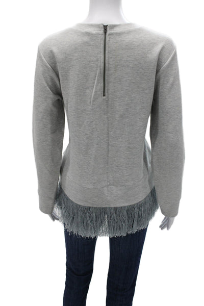 J Crew Women Pullover Sweatshirt Gray Cotton Blend Crew Neck Long Sleeve Size M