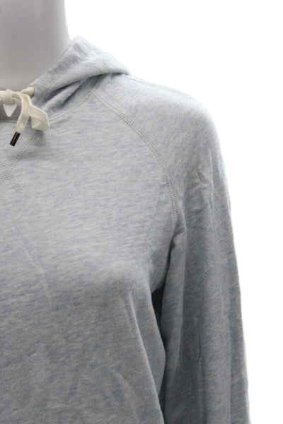 Vince Women Pullover Hoodie Blue Cotton Long Sleeve Solid Fall Size M