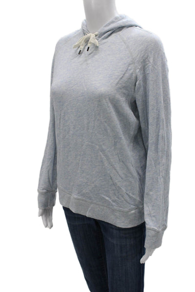 Vince Women Pullover Hoodie Blue Cotton Long Sleeve Solid Fall Size M