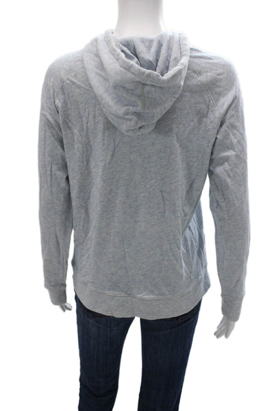 Vince Women Pullover Hoodie Blue Cotton Long Sleeve Solid Fall Size M