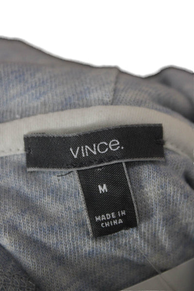 Vince Women Pullover Hoodie Blue Cotton Long Sleeve Solid Fall Size M