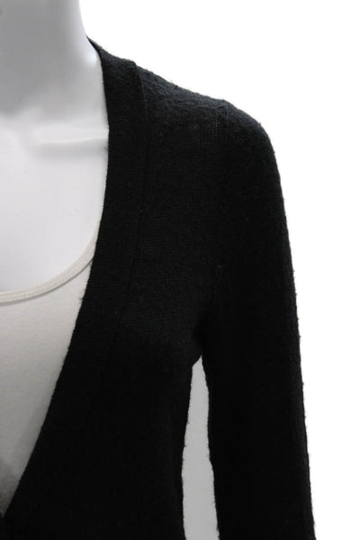 J Crew Women Cardigan Black V Neck Acrylic Long Sleeve Size 32