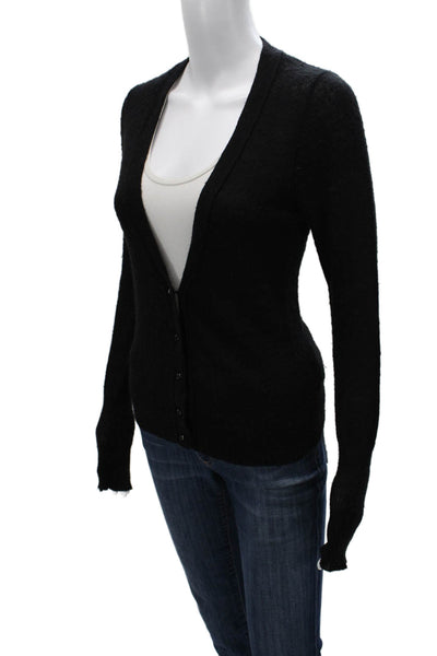 J Crew Women Cardigan Black V Neck Acrylic Long Sleeve Size 32