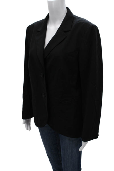 Lafayette 148 New York Womens Blazer Black Wool Button Long Sleeve Size 14