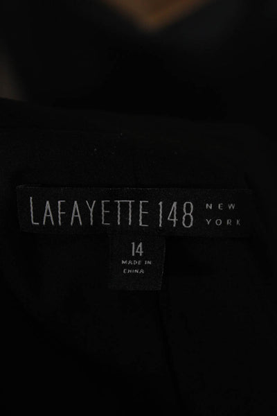 Lafayette 148 New York Womens Blazer Black Wool Button Long Sleeve Size 14