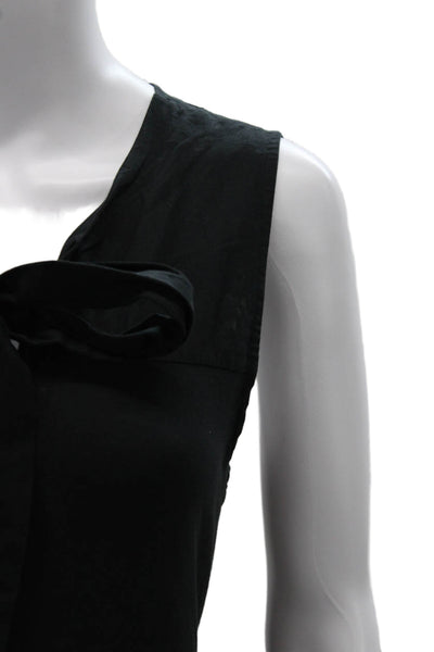 Theory Women Sleeveless V Neck Black Cotton Tunic Tank Size L