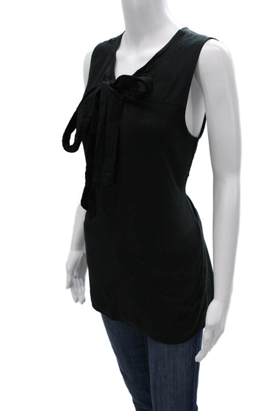 Theory Women Sleeveless V Neck Black Cotton Tunic Tank Size L