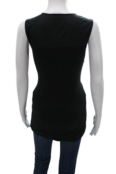 Theory Women Sleeveless V Neck Black Cotton Tunic Tank Size L