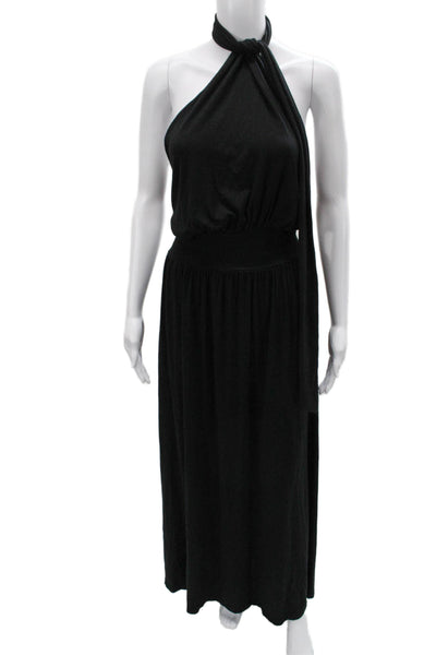 Rachel Pally Women Black Halter Maxi Dress Sleeveless Tie Full Length Size S