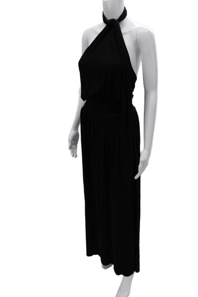 Rachel Pally Women Black Halter Maxi Dress Sleeveless Tie Full Length Size S