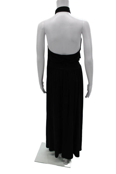 Rachel Pally Women Black Halter Maxi Dress Sleeveless Tie Full Length Size S