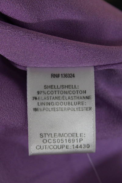 Halston Heritage Womens Fit and Flare Dress Purple V Neck Zip Cotton Size 4