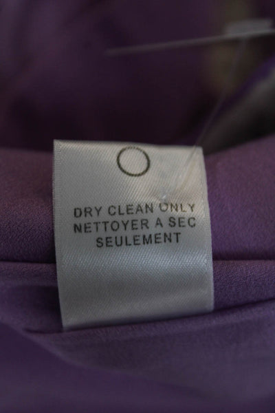 Halston Heritage Womens Fit and Flare Dress Purple V Neck Zip Cotton Size 4