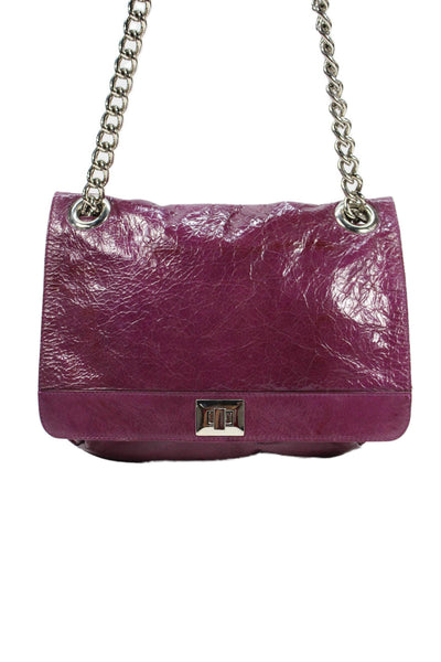 Nordstrom Womens Leather Chain Link Straps Shoulder Handbag Purple