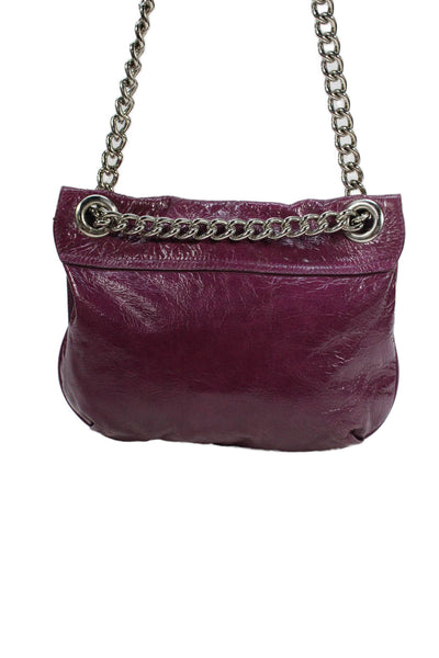 Nordstrom Womens Leather Chain Link Straps Shoulder Handbag Purple