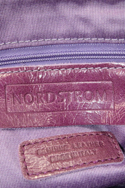 Nordstrom Womens Leather Chain Link Straps Shoulder Handbag Purple