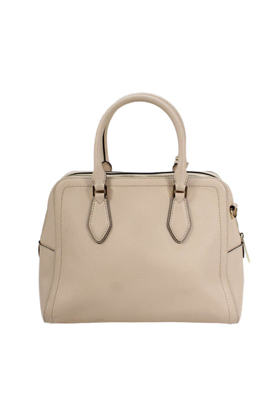 Michael Kors Womens Leather Gold Tone Crossbody Shoulder Handbag Beige