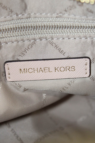 Michael Kors Womens Leather Gold Tone Crossbody Shoulder Handbag Beige