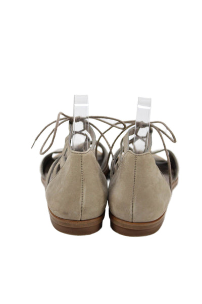 Paul Green Womens Suede Strappy Lace Up Sandals Beige Metallic Size 7