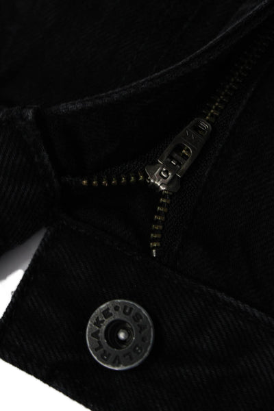 Slvrlake Women Straight Jeans Black High Rise Button Cotton Size 25