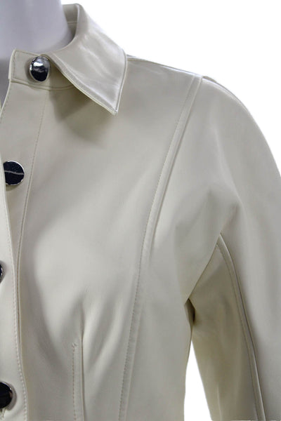Toccin Women Overcoat Ivory Collared Button Long Sleeve Polyester Fall Size 2